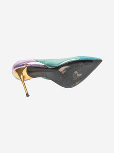 Balmain Multicoloured metallic cutout 80s stilettos - size EU 37 (UK 4)