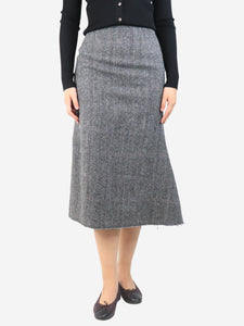 Maison Margiela Grey Herringbone wool midi skirt - size UK 8