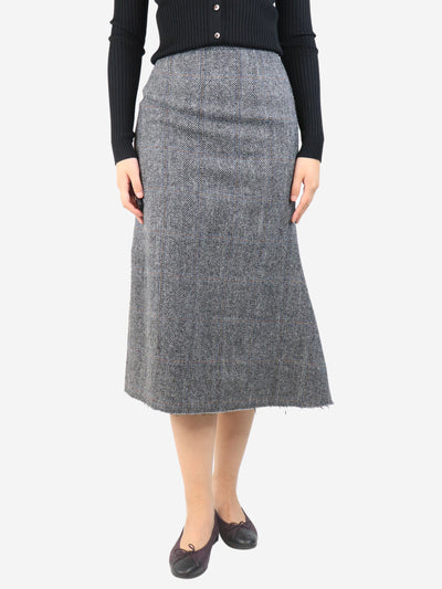 Grey Herringbone wool midi skirt - size UK 8 Skirts Maison Margiela 