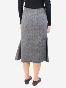 Maison Margiela Grey Herringbone wool midi skirt - size UK 8