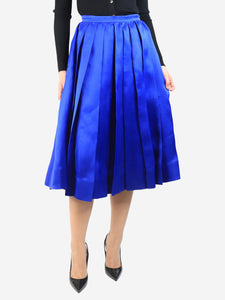 Rochas Blue pleated midi skirt - size UK 8