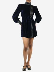 Dolce & Gabbana Blue velvet button-front mini dress - size UK 6