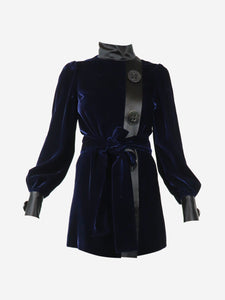 Dolce & Gabbana Blue velvet button-front mini dress - size UK 6