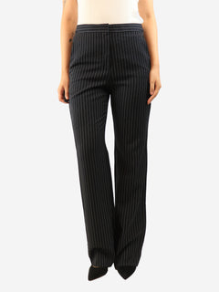 Navy pinstripe trousers - size UK 10