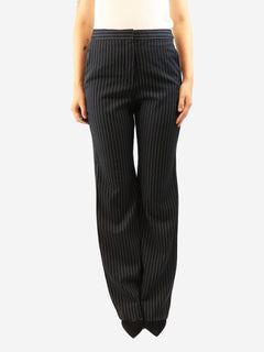 Navy pinstripe trousers - size UK 10