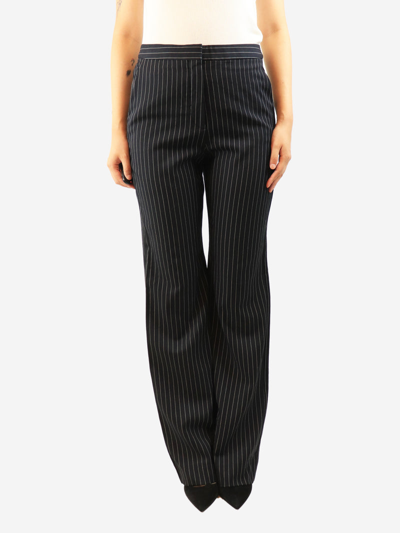 Navy pinstripe trousers - size UK 10