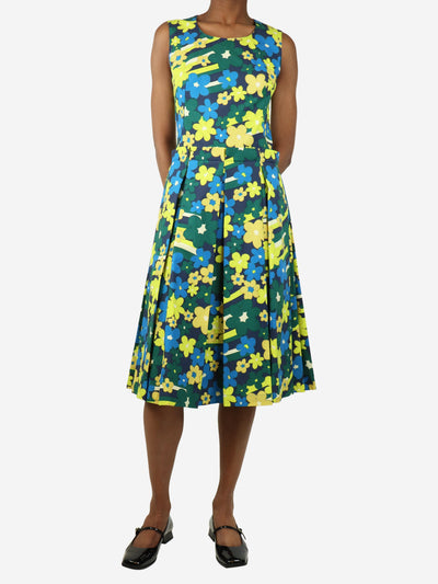 Blue and green sleeveless floral printed midi dress - size UK 6 Dresses Marni 