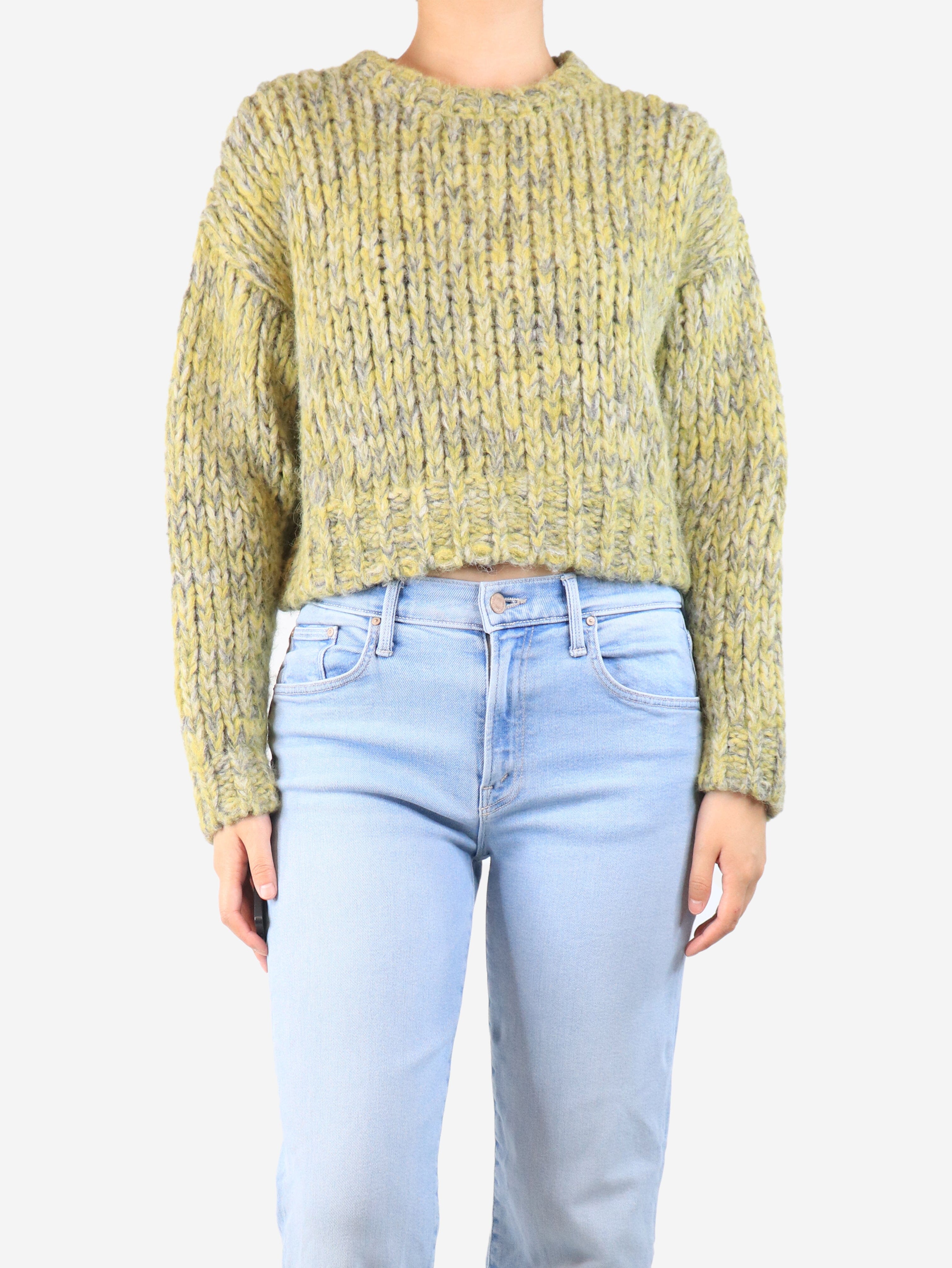 Acid green cropped cable-knit jumper - size S Knitwear Frame 