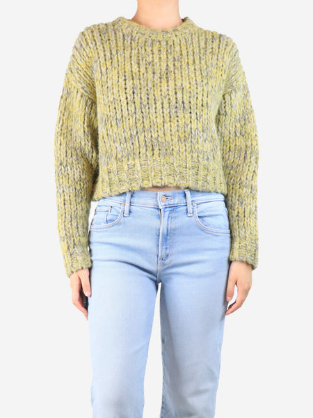 Acid green cropped cable-knit jumper - size S product image