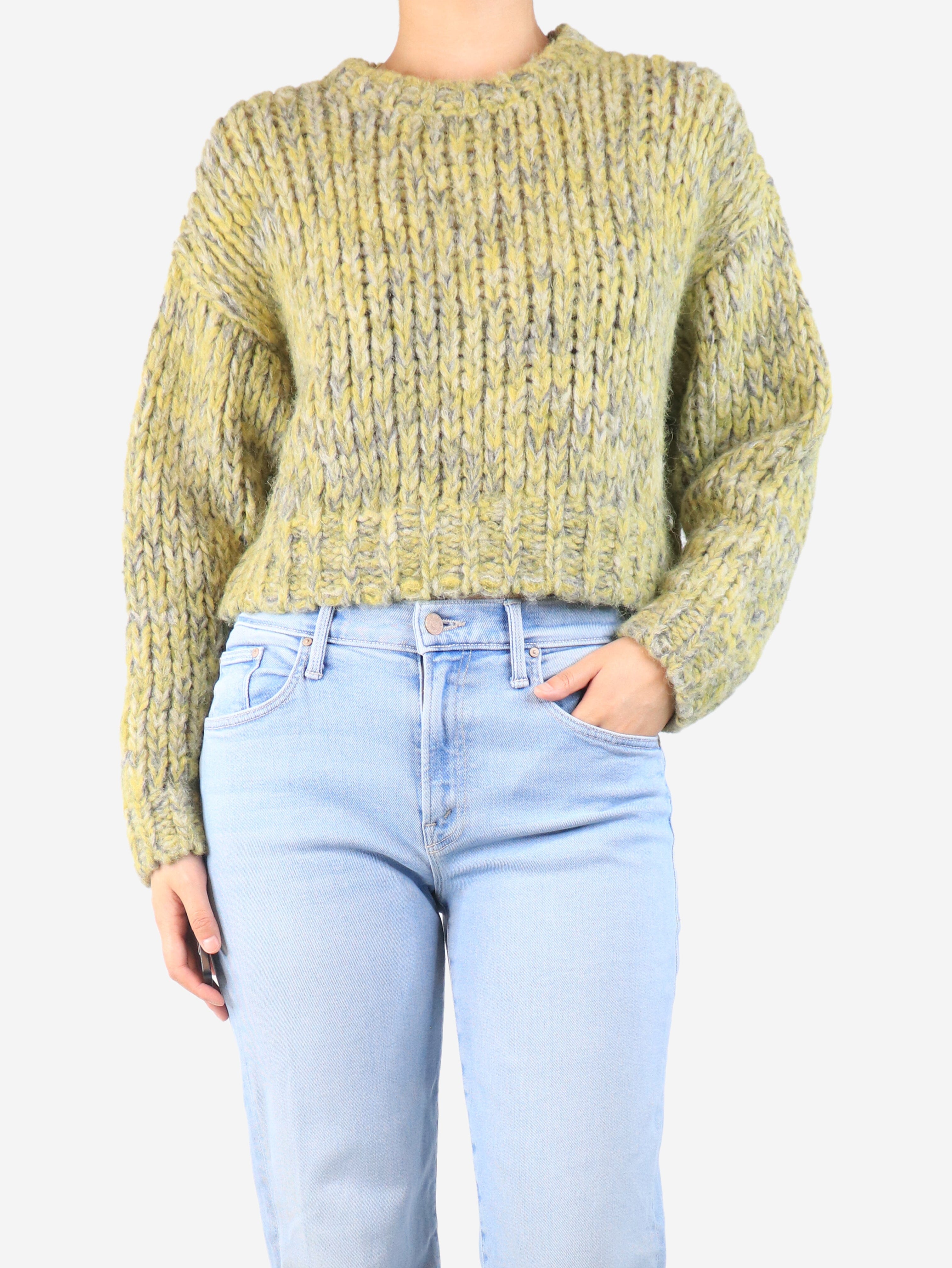 Acid green cropped cable-knit jumper - size S Knitwear Frame 