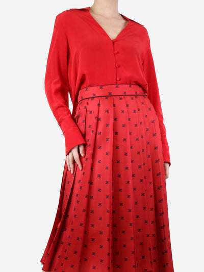 Red V-neckline silk top - size UK 10 Tops Fendi 