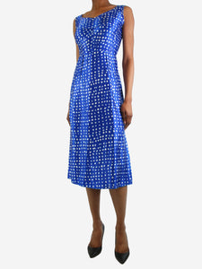 Marni Blue sleeveless polka dot midi dress - size UK 6