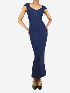 Herve Leger Navy ribbed maxi dress - size XS