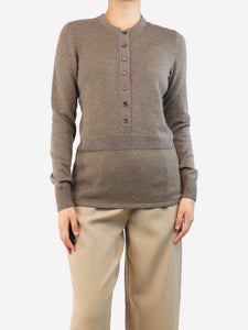 Chanel Brown and gold lurex jumper - size UK 10