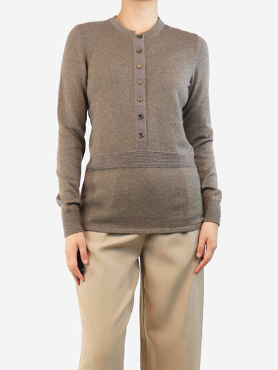Brown and gold lurex jumper - size UK 10 Knitwear Chanel 