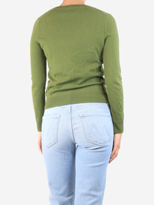 Eric Bompard Green cashmere v-neck jumper - size S