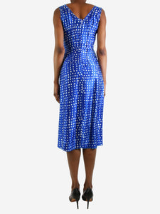 Marni Blue sleeveless polka dot midi dress - size UK 6