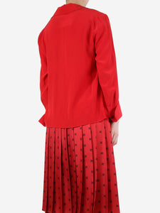 Fendi Red V-neckline silk top - size UK 10