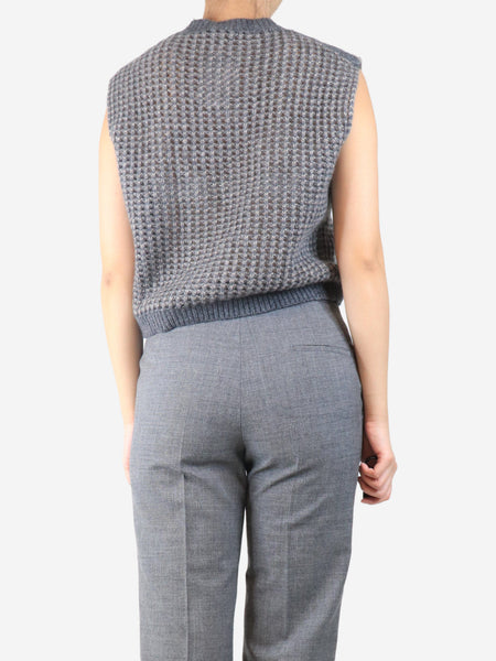 Grey loose-knit cashmere vest - size UK 8 alternate image