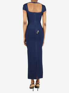 Herve Leger Navy ribbed maxi dress - size XS