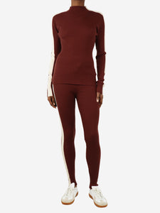 Varley Maroon ribbed top and trouser set - size XS