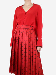 Fendi Red V-neckline silk top - size UK 10