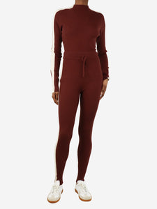 Varley Maroon ribbed top and trouser set - size XS