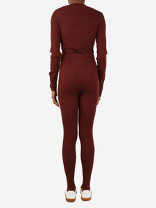 Varley Maroon ribbed top and trouser set - size XS