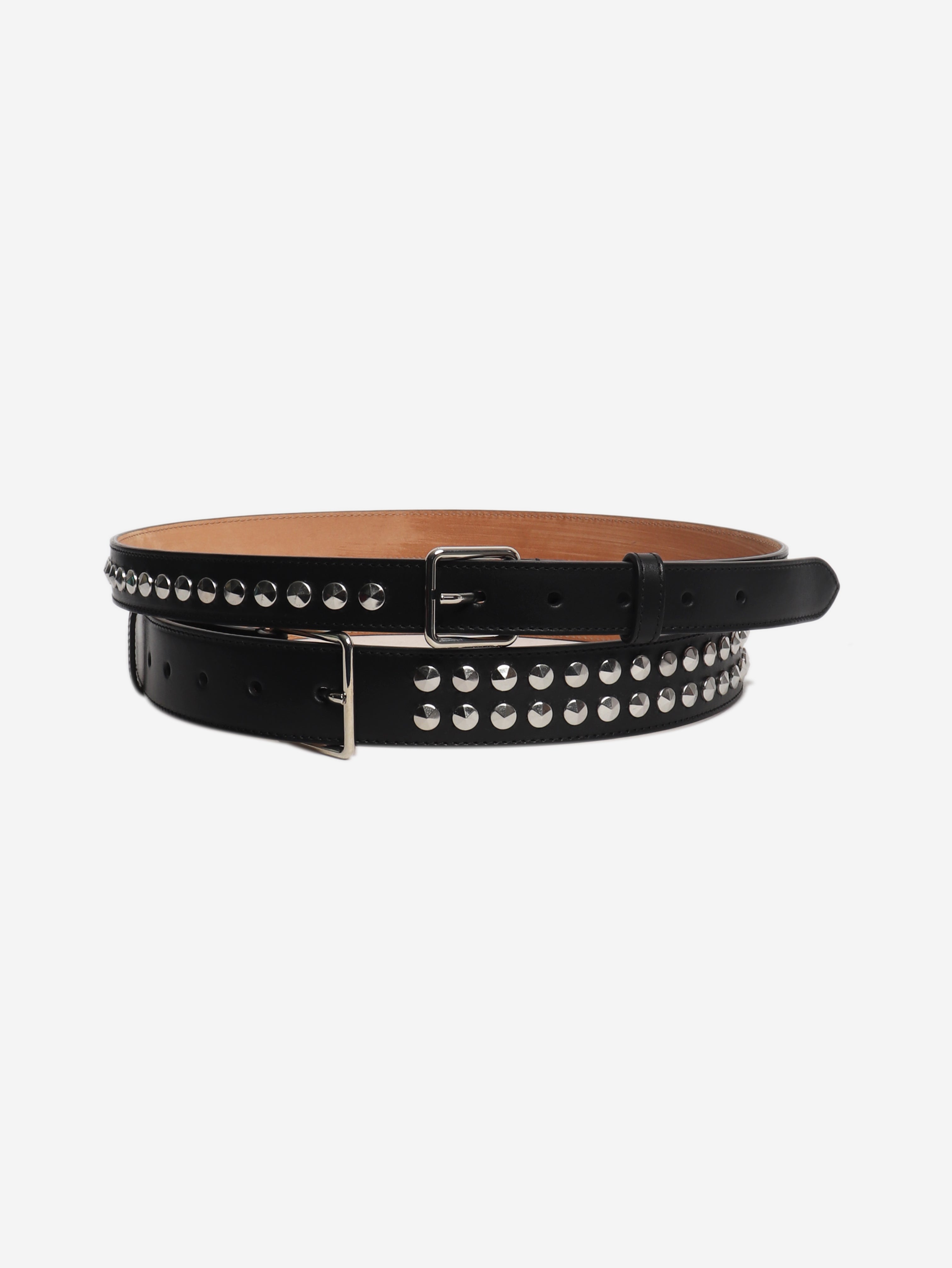 Black studded leather belt