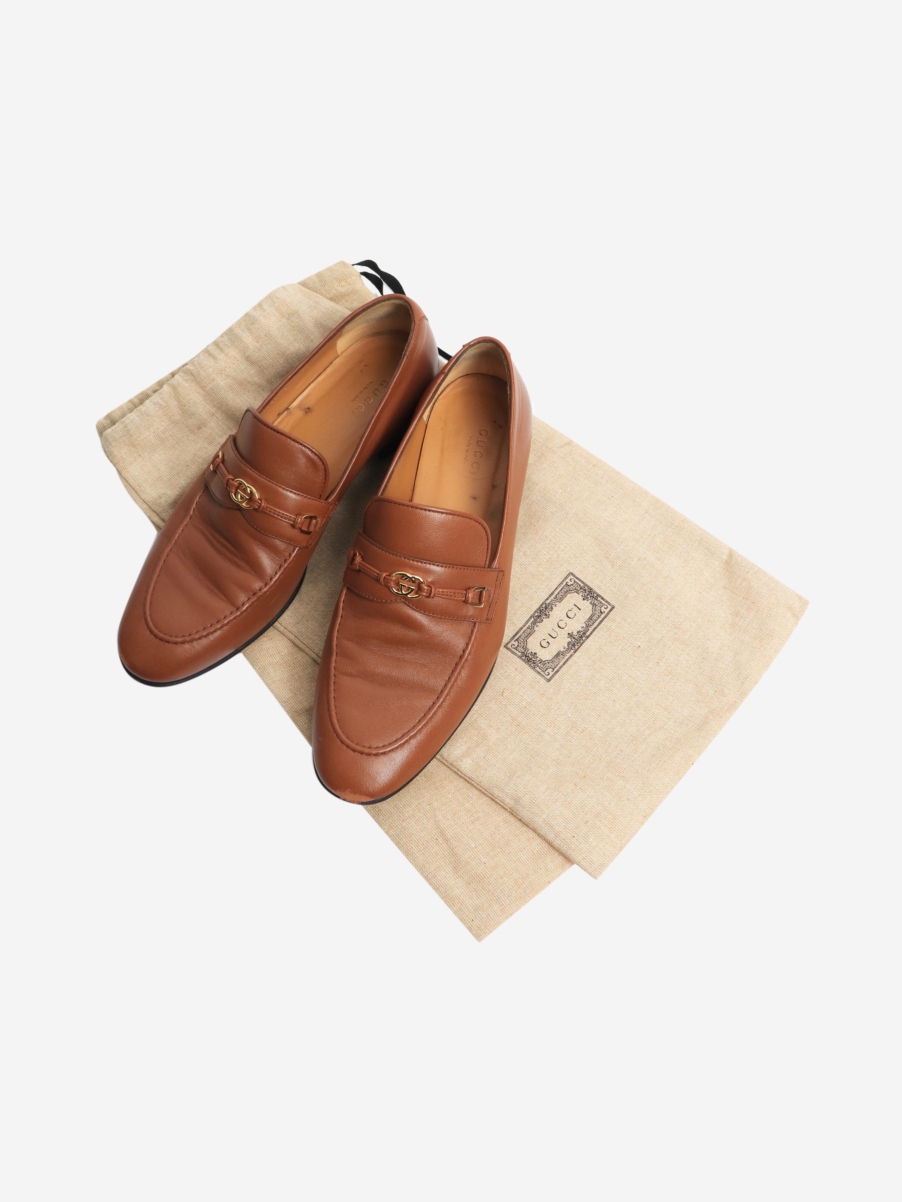 Tan leather loafers - size EU 38 Flat Shoes Gucci 