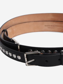 Black studded leather belt