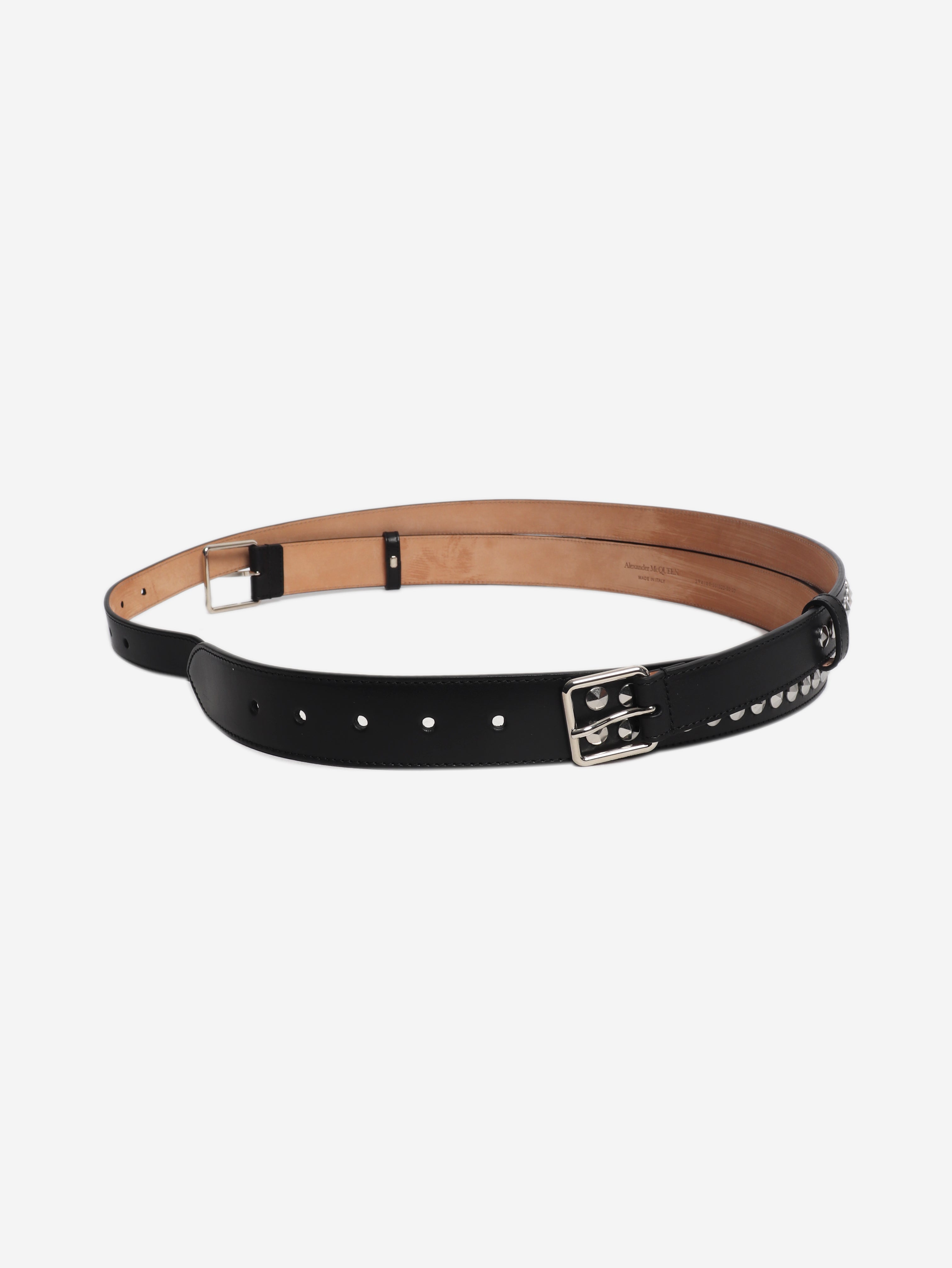 Black studded leather belt