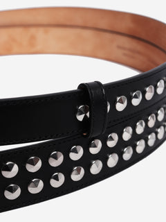 Black studded leather belt
