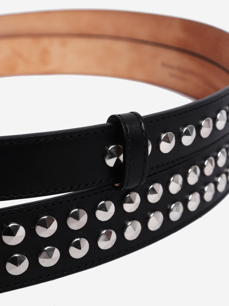 Black studded leather belt