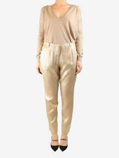 Neutral silk trousers - size UK 12 Trousers Brunello Cucinelli 