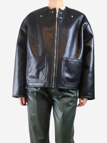 Black reversible vegan leather jacket - size S product image