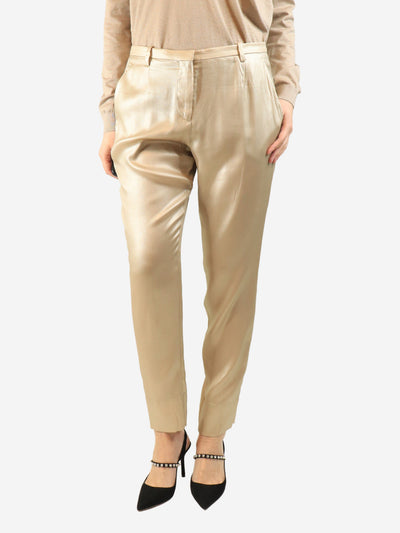 Neutral silk trousers - size UK 12 Trousers Brunello Cucinelli 