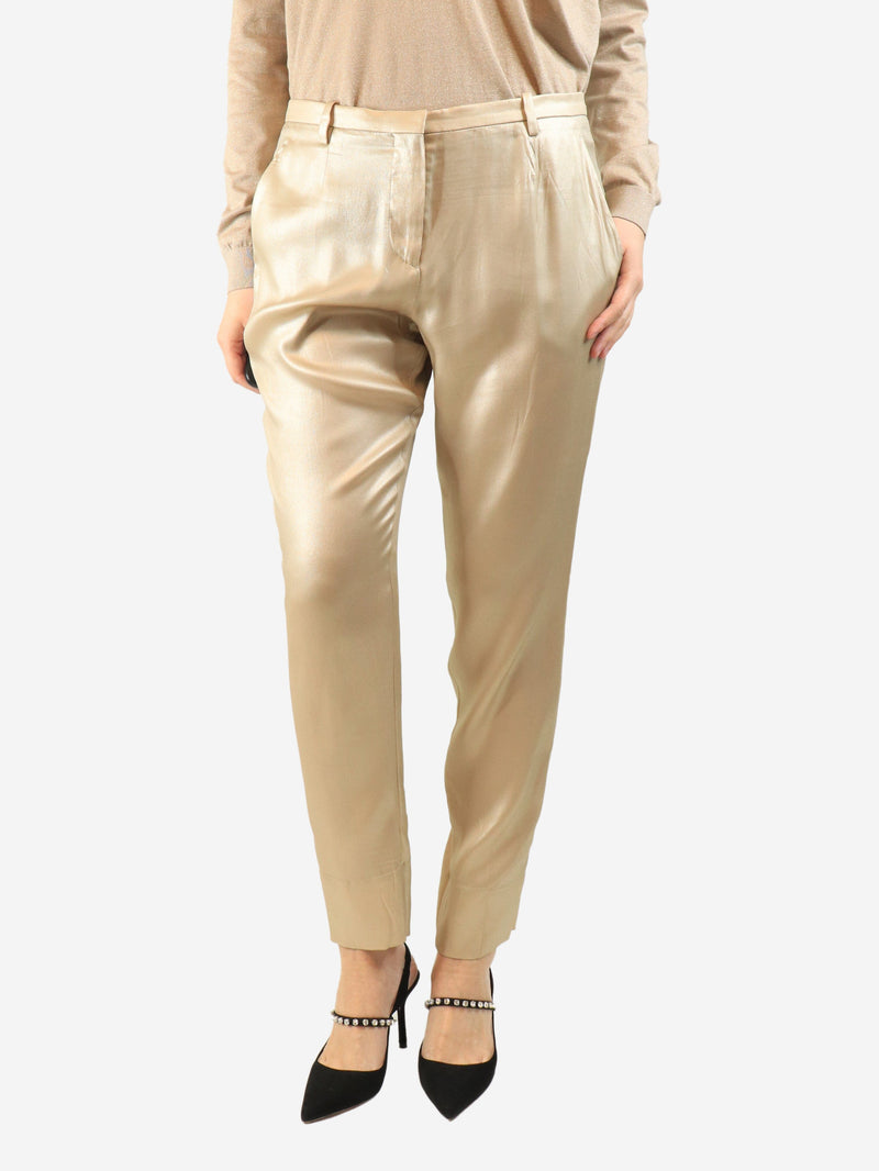 Neutral silk trousers - size UK 12 Trousers Brunello Cucinelli 