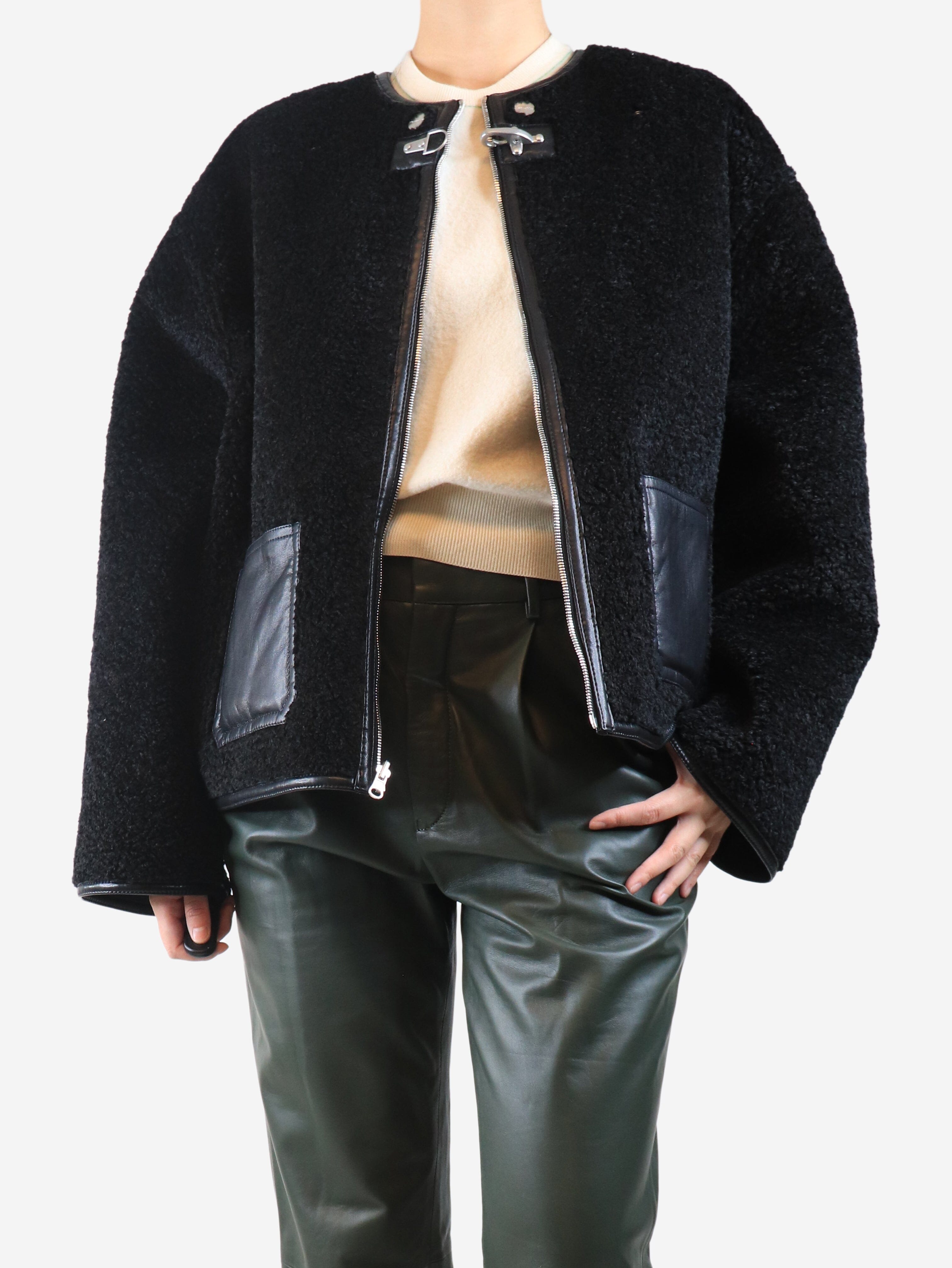 Black reversible vegan leather jacket - size S Coats & Jackets Nanushka 