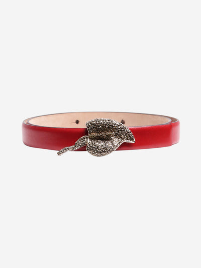 Red leaf-shaped rhinestone applique belt Belts Valentino 