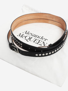 Black studded leather belt