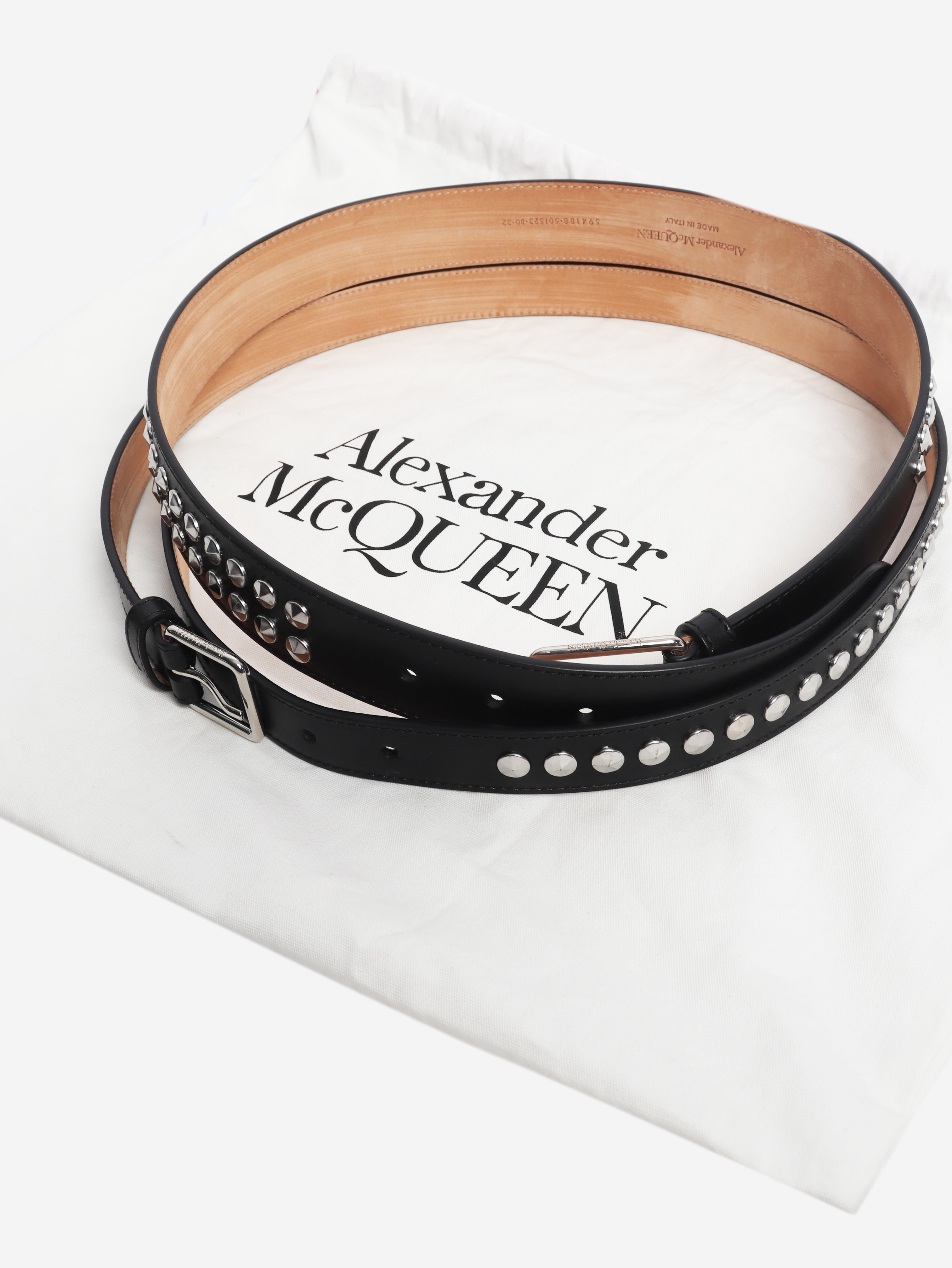 Black studded leather belt