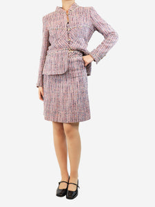 Chanel Pink vintage tweed boucle jacket and skirt set - size UK 8