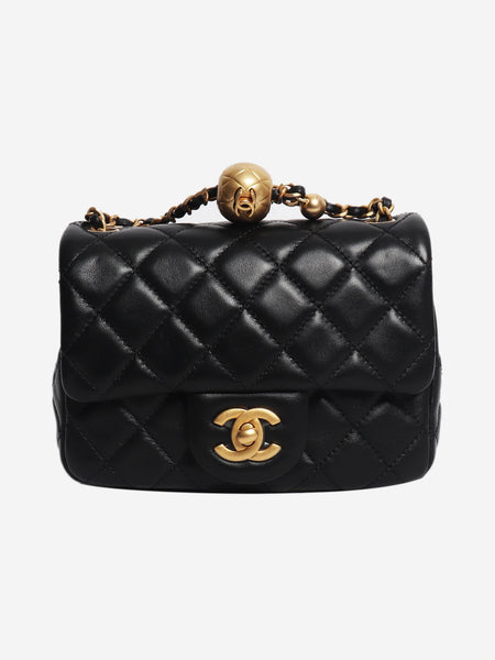 Black mini diamond-quilted lambskin Classic Single Flap bag product image