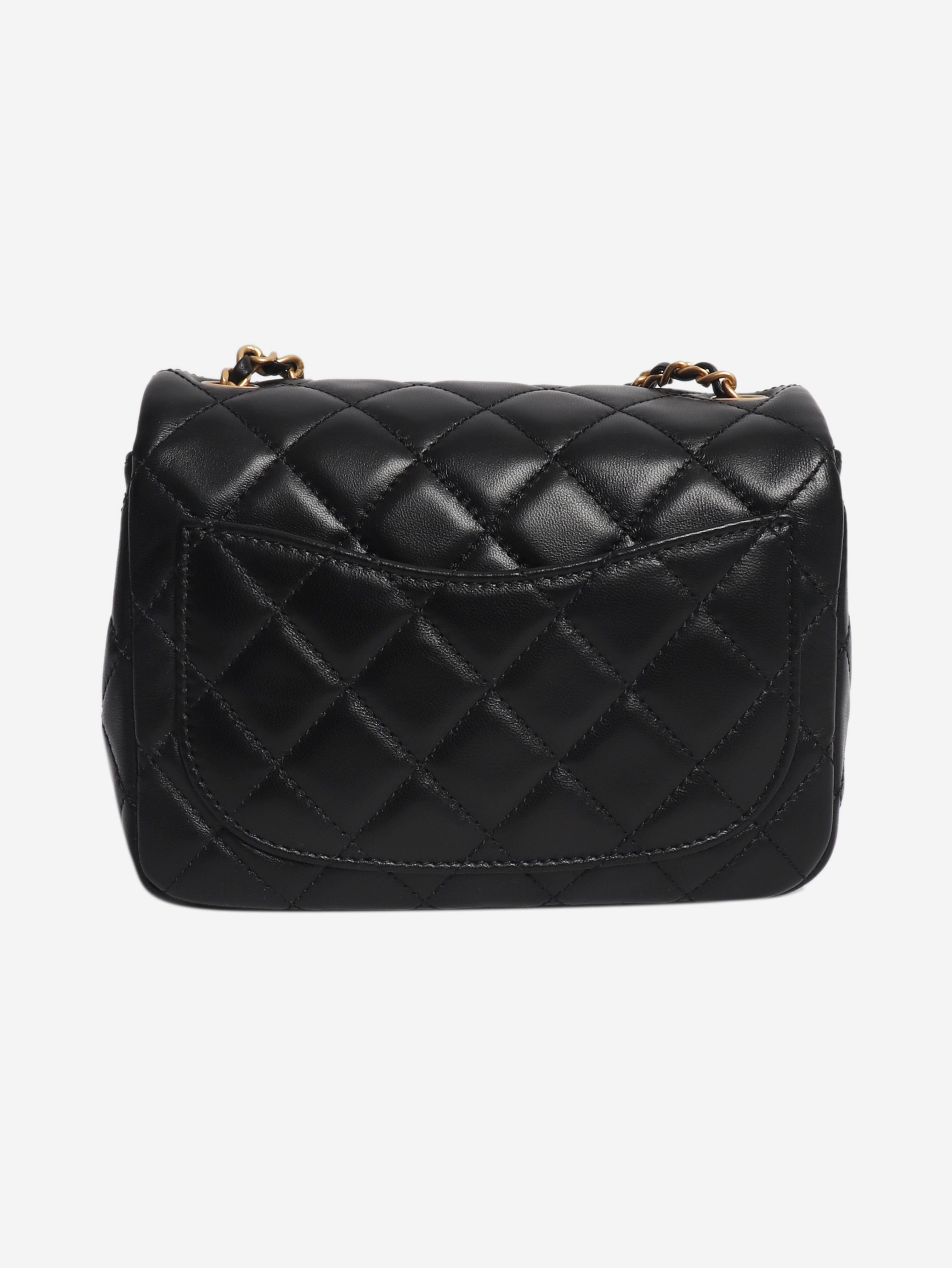 Black mini diamond-quilted lambskin Classic Single Flap bag