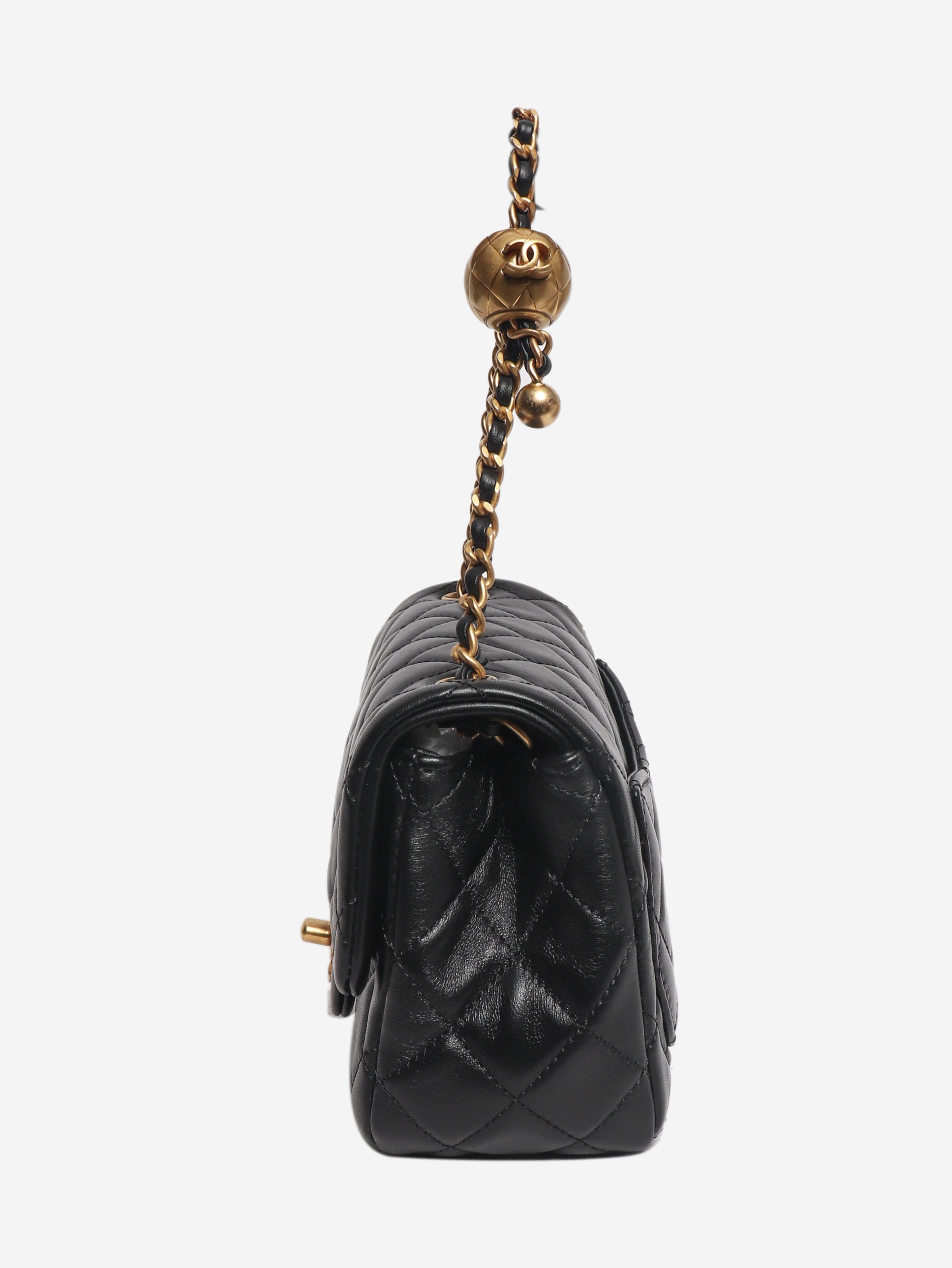 Black mini diamond-quilted lambskin Classic Single Flap bag