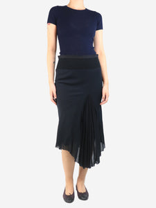 Rick Owens Black draped stretch jersey skirt - size UK 8
