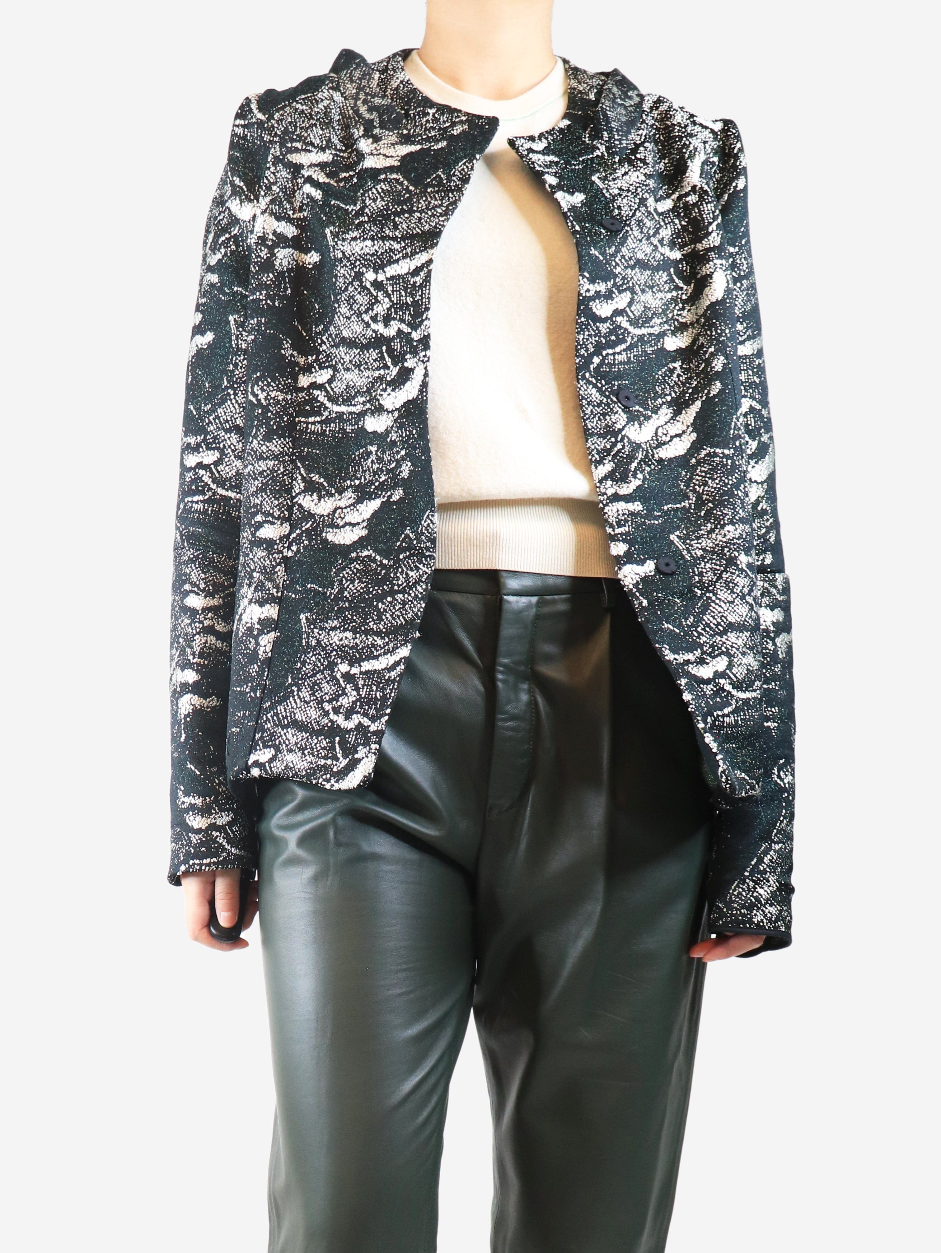Black and silver jacquard jacket - size UK 10 Coats & Jackets Marni 