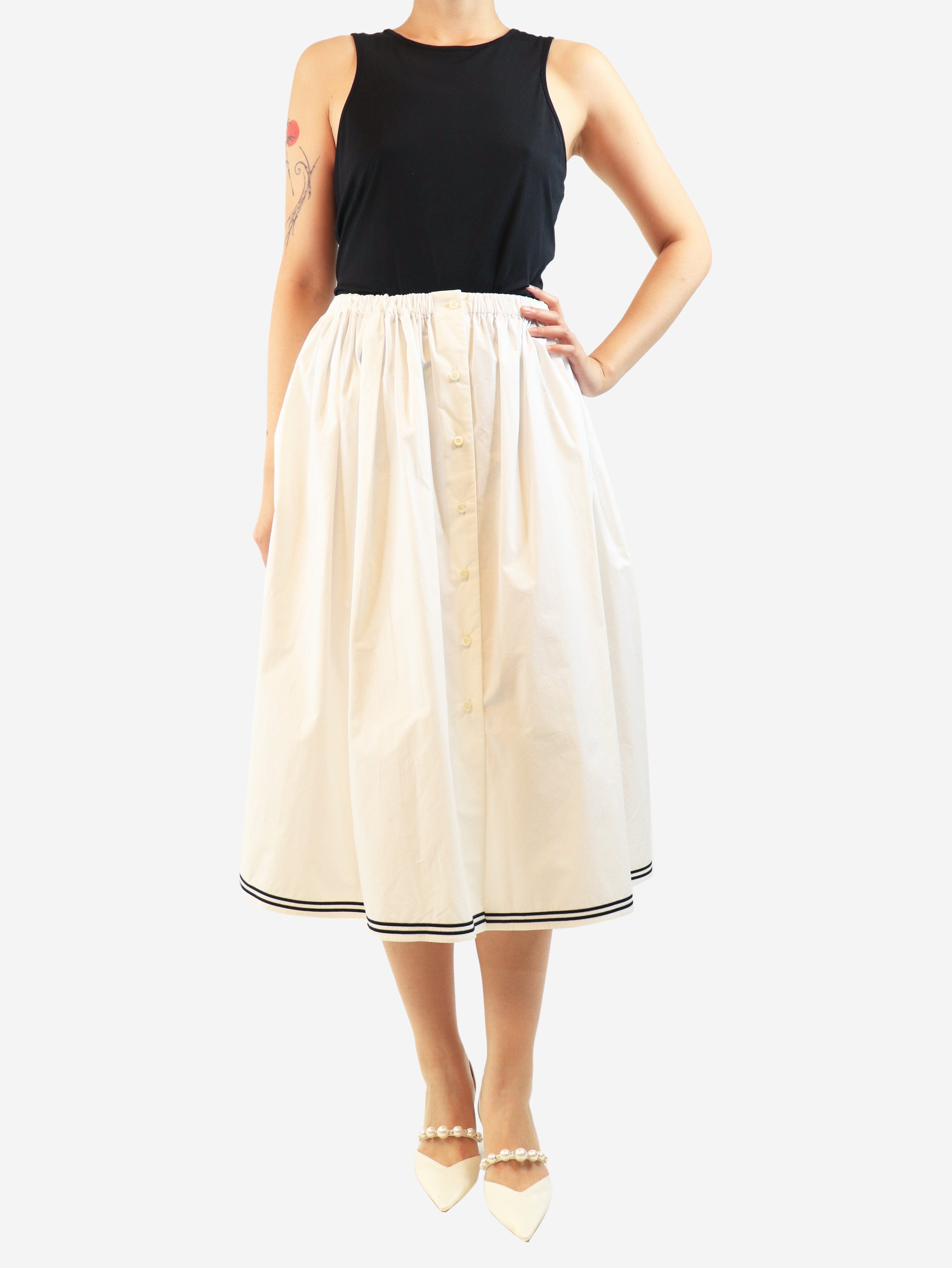 White cotton button-front midi skirt - size UK 8 Skirts Miu Miu 