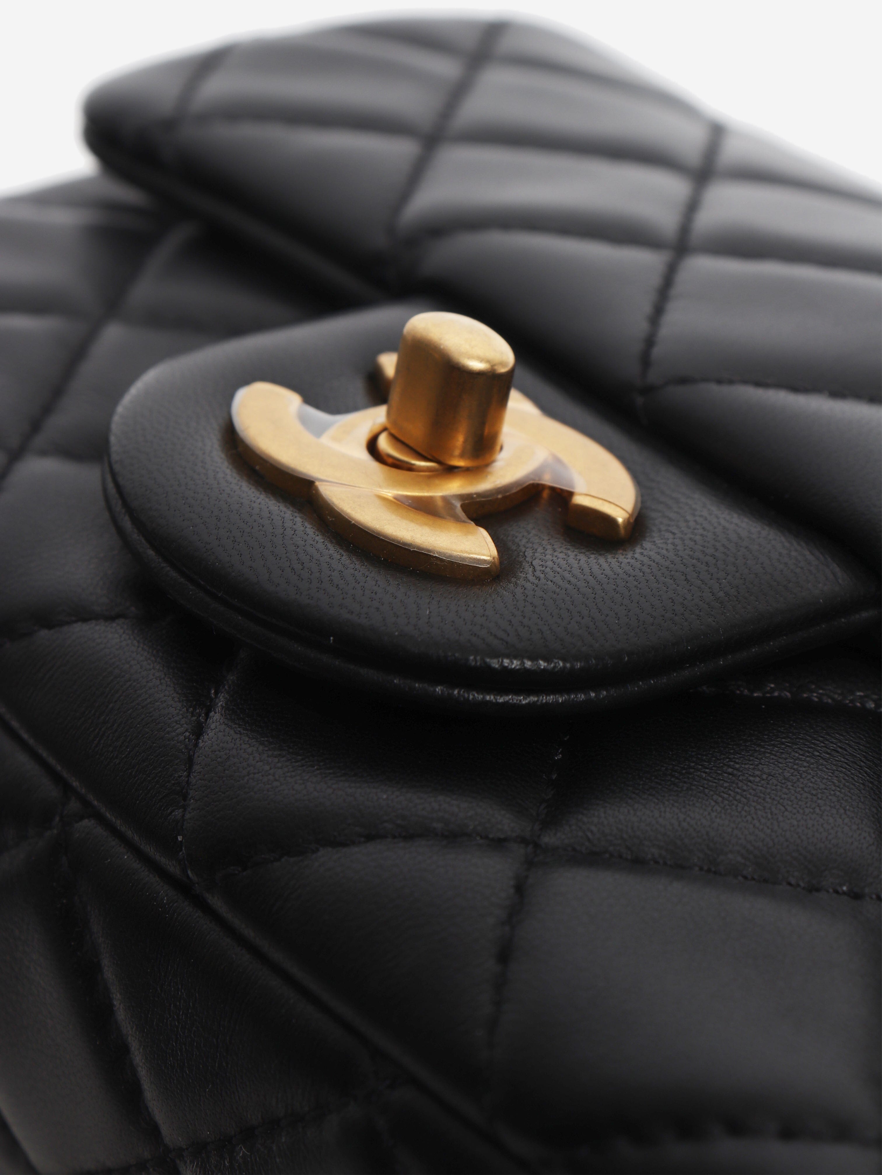 Black mini diamond-quilted lambskin Classic Single Flap bag